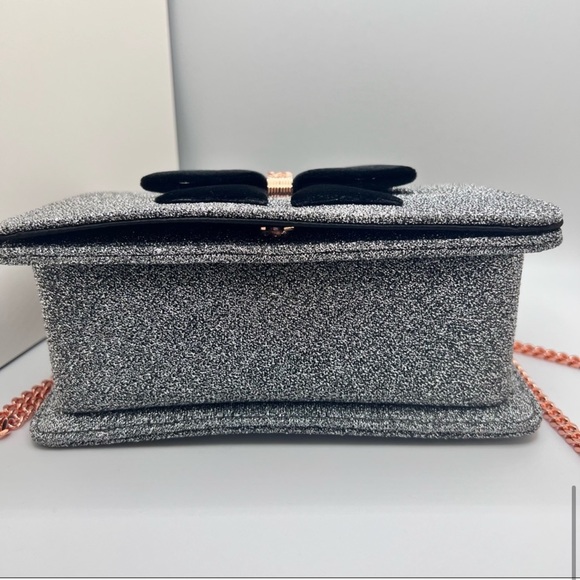 NWOT Ted Baker London Jeminna Velvet Bow Evening Bag Metallic Clutch Crossbody - Picture 8 of 14